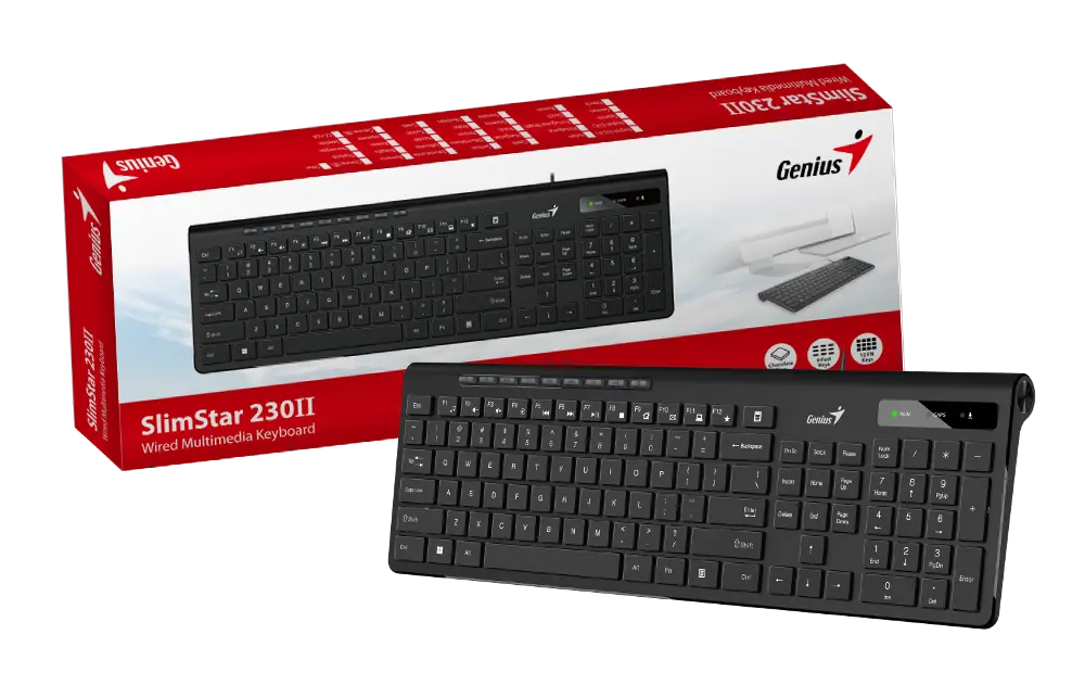 Genius SlimStar 230 II, tipkovnica, USB, crna - cover