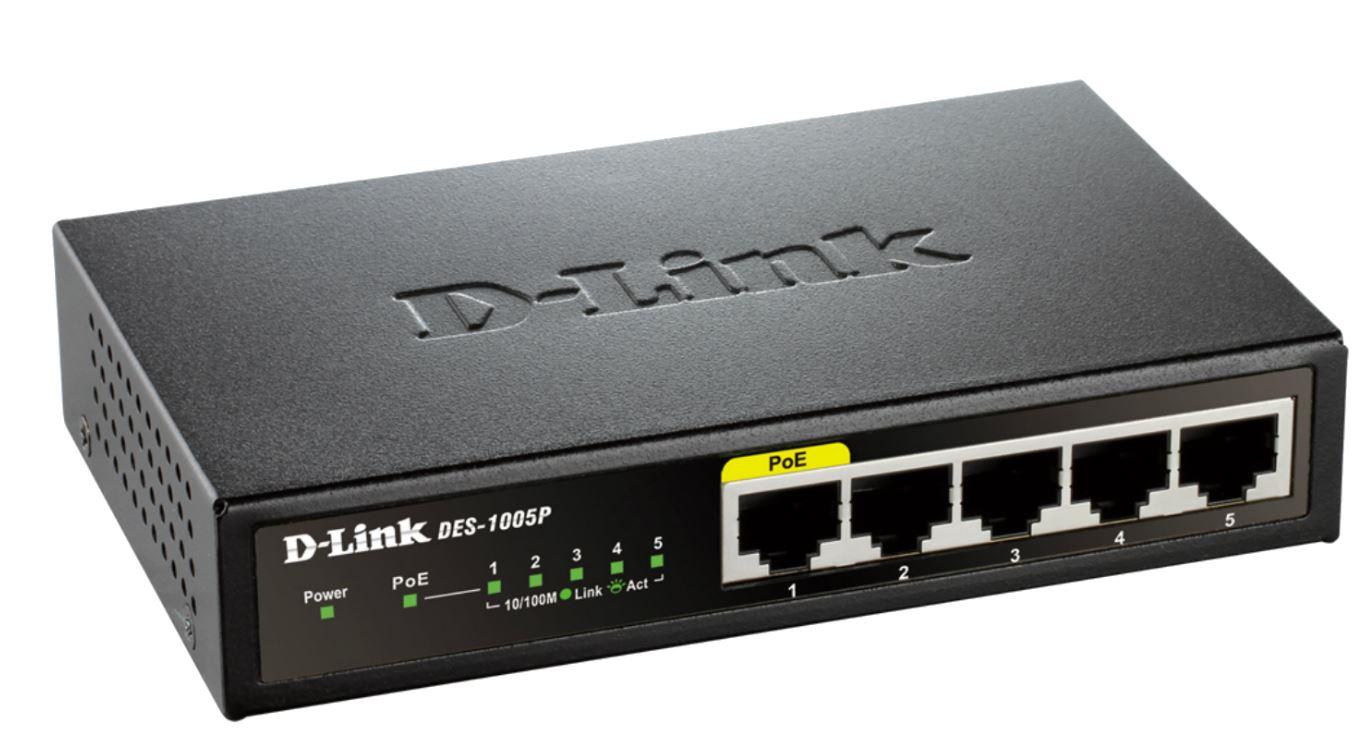 D-Link switch neupravljivi, DES-1005P/E - cover