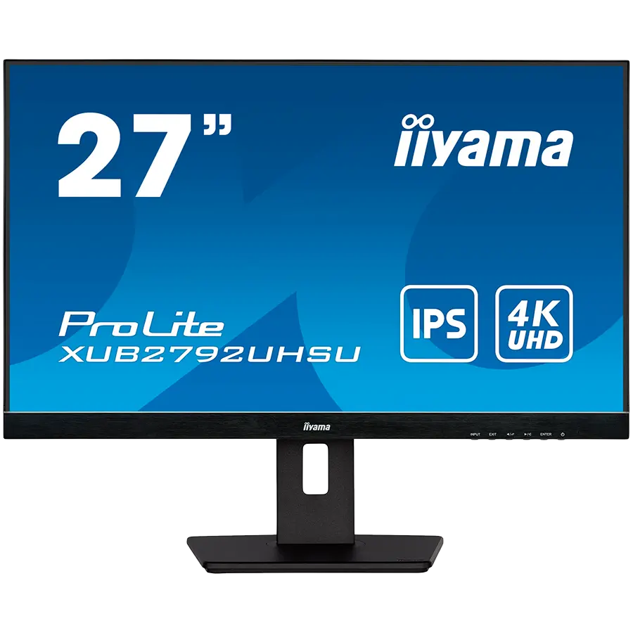 IIYAMA 27&quot; ETE IPS-panel, 3840x2160 UHD, 4ms, 15cm height adj. stand, 300cd/m², DVI, HDMI, DisplayPort, Speakers, USB-HUB 2x 3.0 - cover