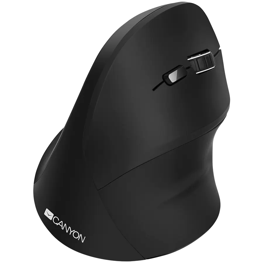 CANYON MW-16 wireless Vertical mouse, USB2.4GHz, Optical Technology, 6 number of buttons, USB 2.0, resolution: 800/1200/1600 DPI, black, size: 86*115*71mm,90g - cover