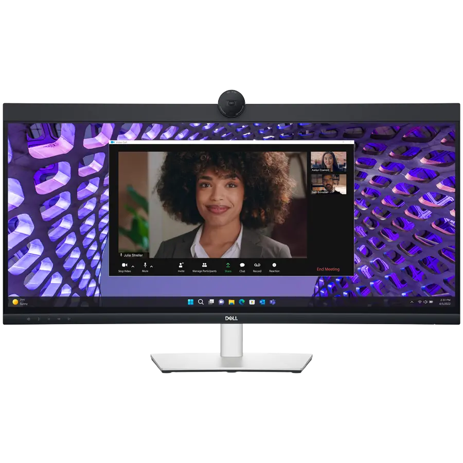 Monitor DELL P3424WEB Curved Video Conferencing 34&quot;, 3440x1440 WQHD, IPS Antiglare, 21:9, 1000:1, 300 cd/m2, 8ms/5ms, 178/178, DP, HDMI, 2xUSB-C (DP/PD), USB-B, 2xUSB 3.2, RJ-45, 2x5W Speakers, Cam, Mic, Tilt, Swivel, Height Adjust, 3Y - cover