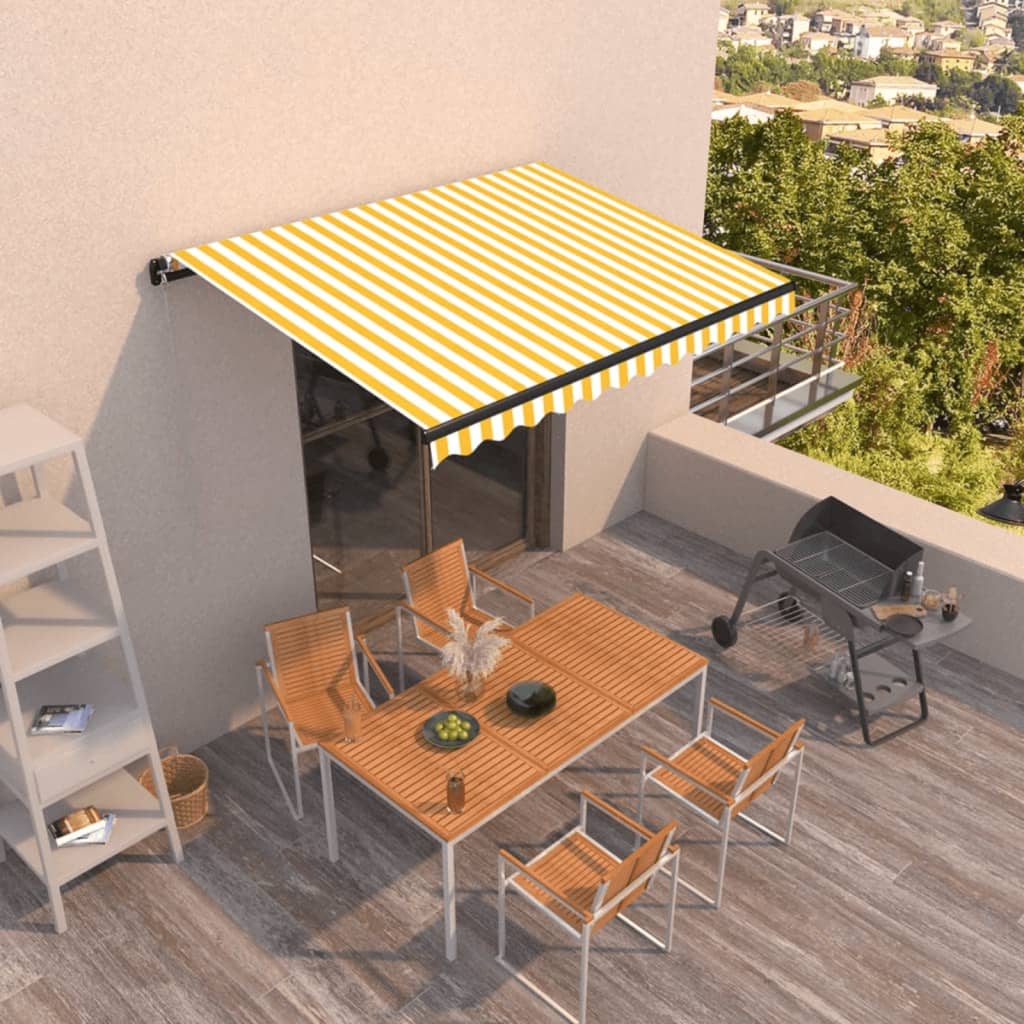 vidaXL Tenda na ručno uvlačenje 350 x 250 cm žuto-bijela - cover