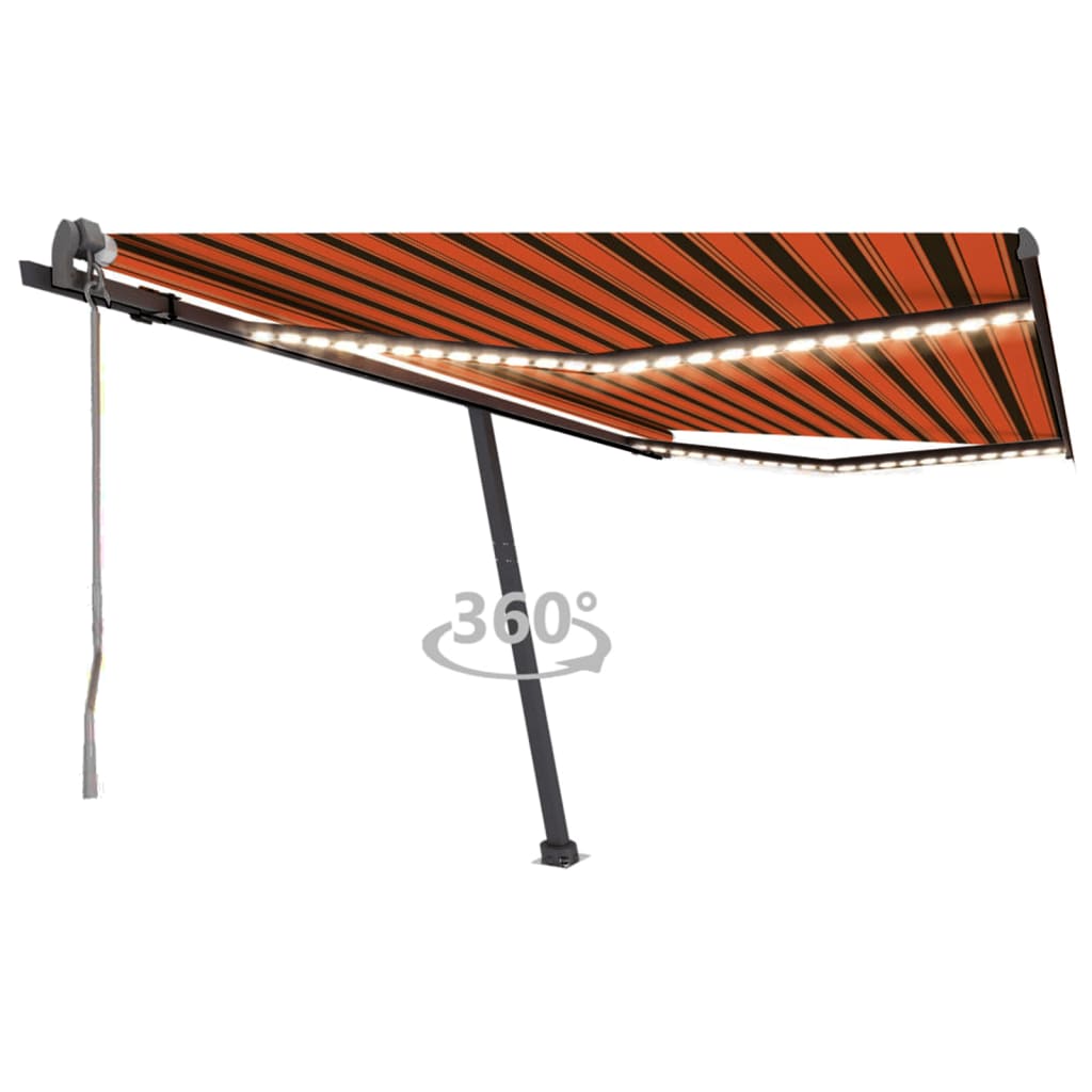 vidaXL Automatska tenda sa senzorom LED 450 x 300 cm narančasto-smeđa - cover