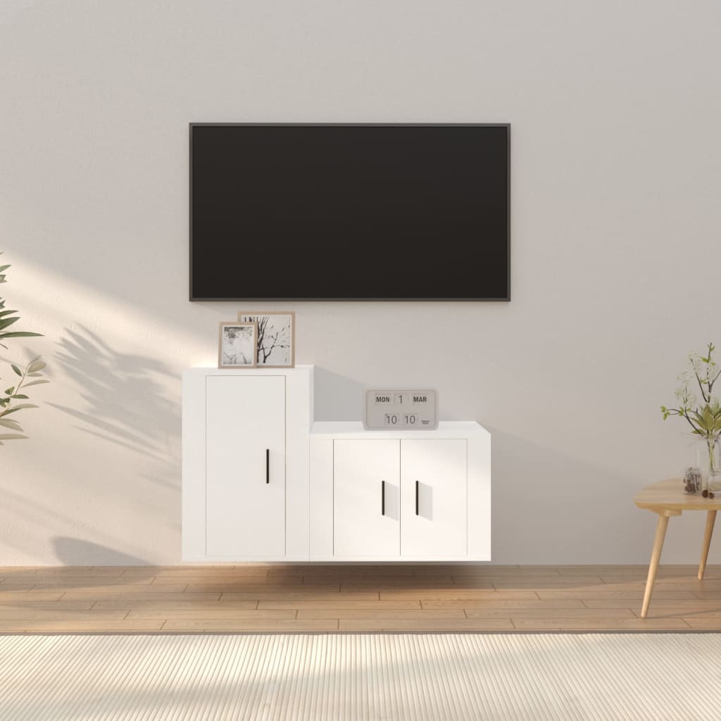 vidaXL 2-dijelni set TV ormarića bijeli od konstruiranog drva - cover