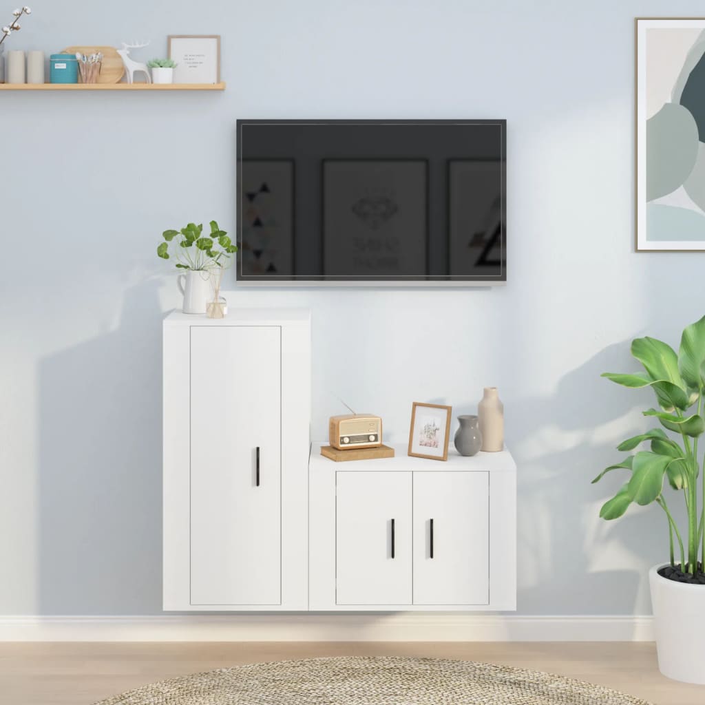 vidaXL 2-dijelni set TV ormarića bijeli od konstruiranog drva - cover