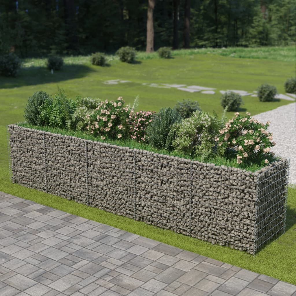 vidaXL Gabionska sadilica od pocinčanog čelika 450 x 90 x 100 cm - cover