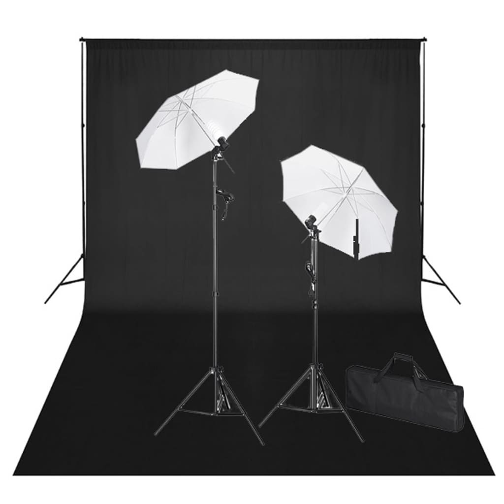 vidaXL Studijski set crna pozadina sustav za podršku 600 x 300 cm i svjetla - cover