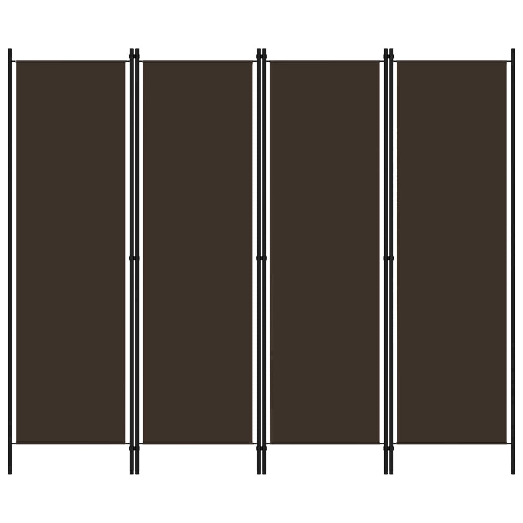 vidaXL Sobna pregrada s 4 panela smeđa 200 x 180 cm - cover