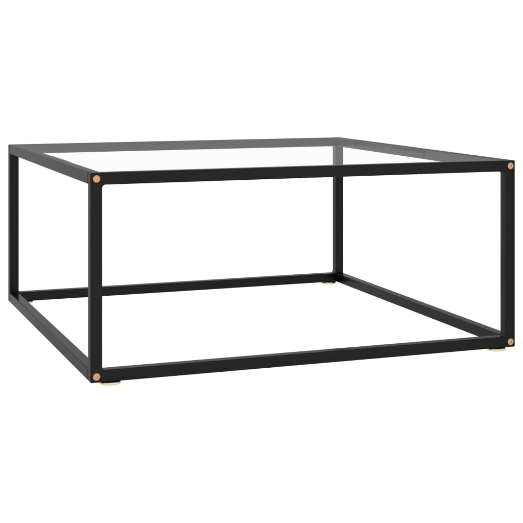 vidaXL Stolić za kavu crni s kaljenim staklom 80 x 80 x 35 cm - cover