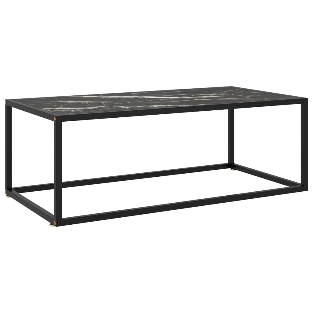 vidaXL Stolić za kavu crni s crnim mramornim staklom 100 x 50 x 35 cm - cover