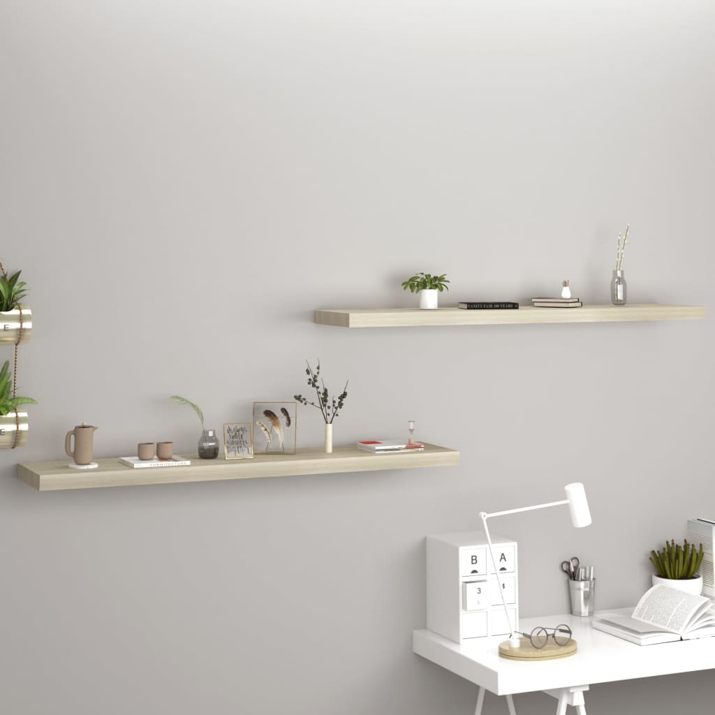 vidaXL Plutajuće zidne police 2 kom boja hrasta 120x23,5x3,8 cm MDF - cover