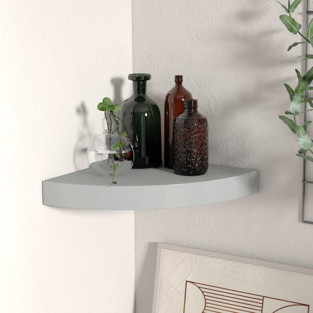 vidaXL Plutajuća kutna polica siva 25 x 25 x 3,8 cm MDF - cover