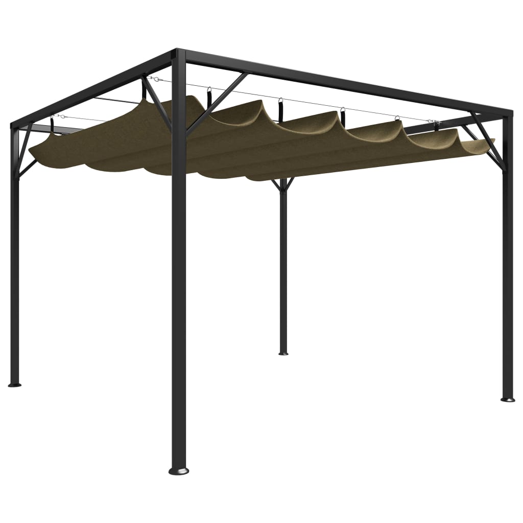 vidaXL Vrtna sjenica s pomičnim krovom 3 x 3 m smeđe-siva 180 g/m² - cover