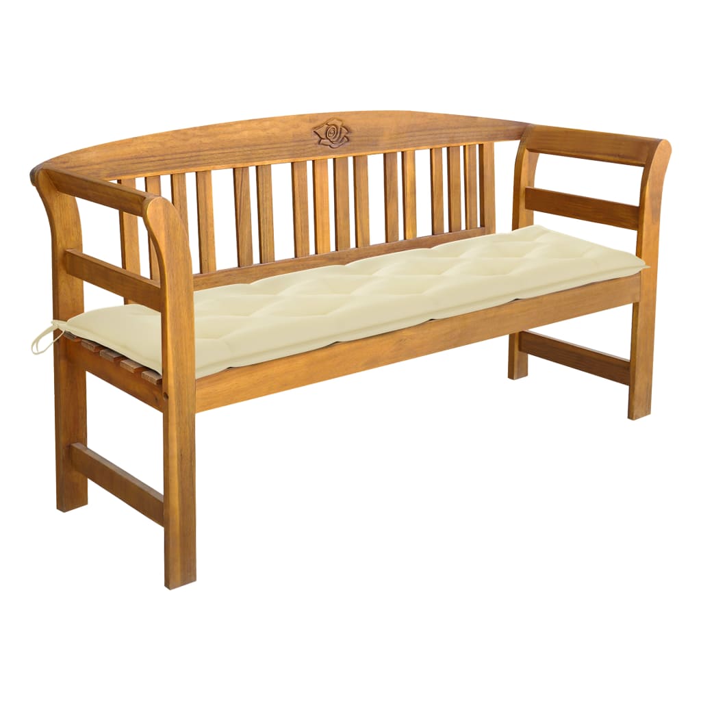 vidaXL Vrtna klupa s jastukom 157 cm od masivnog bagremovog drva - cover