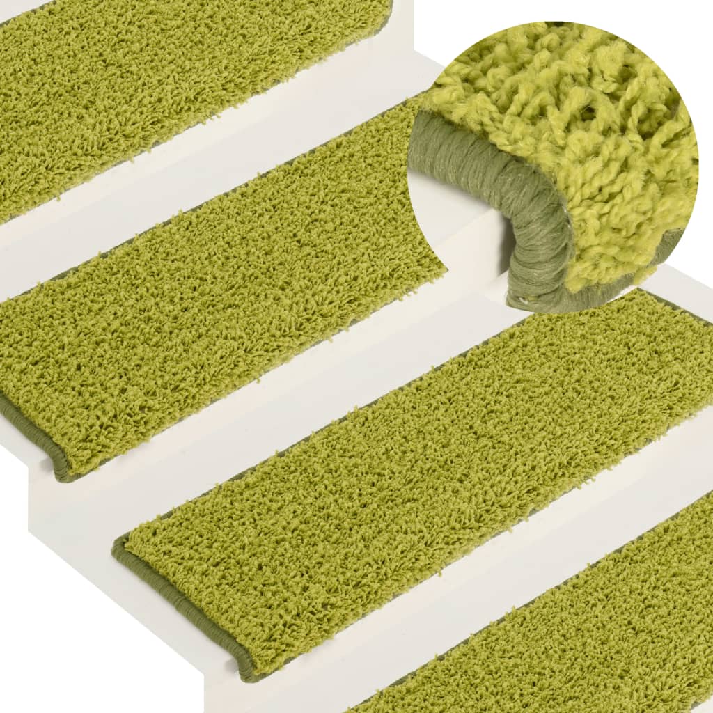 vidaXL Tepisi za stepenice 15 kom 65x21x4 cm zeleni - cover
