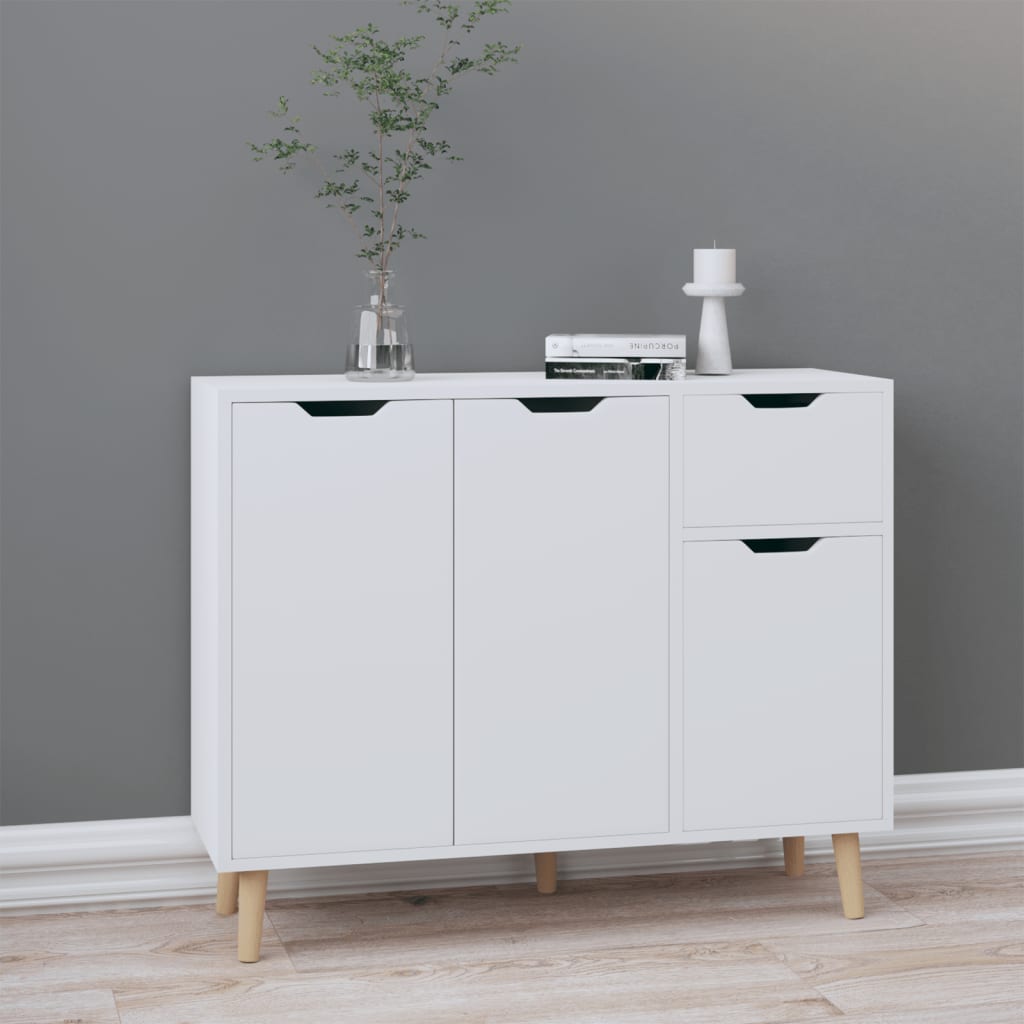 vidaXL Komoda bijela 90 x 30 x 72 cm konstruirano drvo - cover