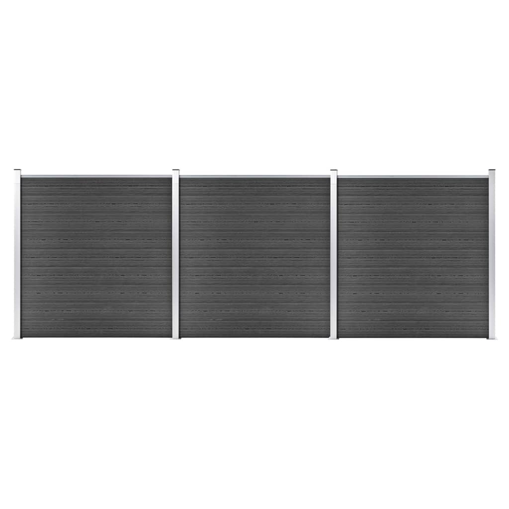 vidaXL Set panela za ogradu WPC 526 x 186 cm crni - cover
