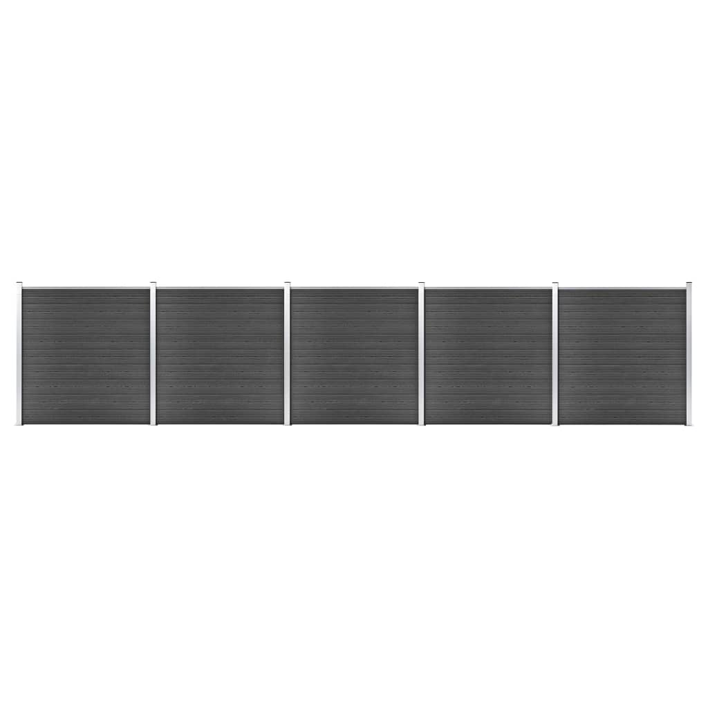 vidaXL Set panela za ogradu WPC 872 x 186 cm crni - cover