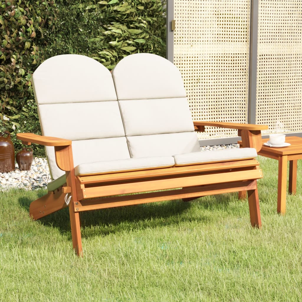 vidaXL Vrtna klupa Adirondack s jastucima 126 cm masivno drvo bagrema - cover