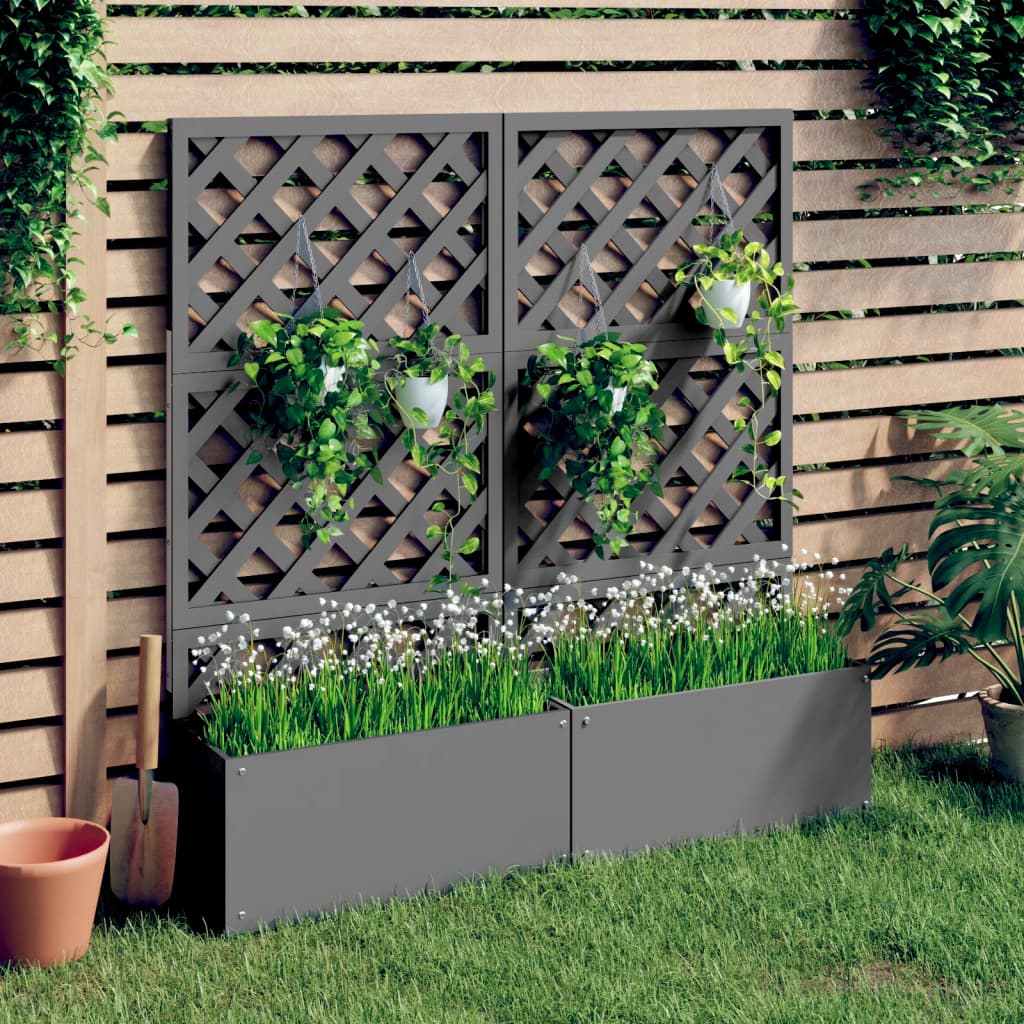 vidaXL Sadilice s rešetkom 2 kom sive 65 x 33 x 135 cm WPC - cover