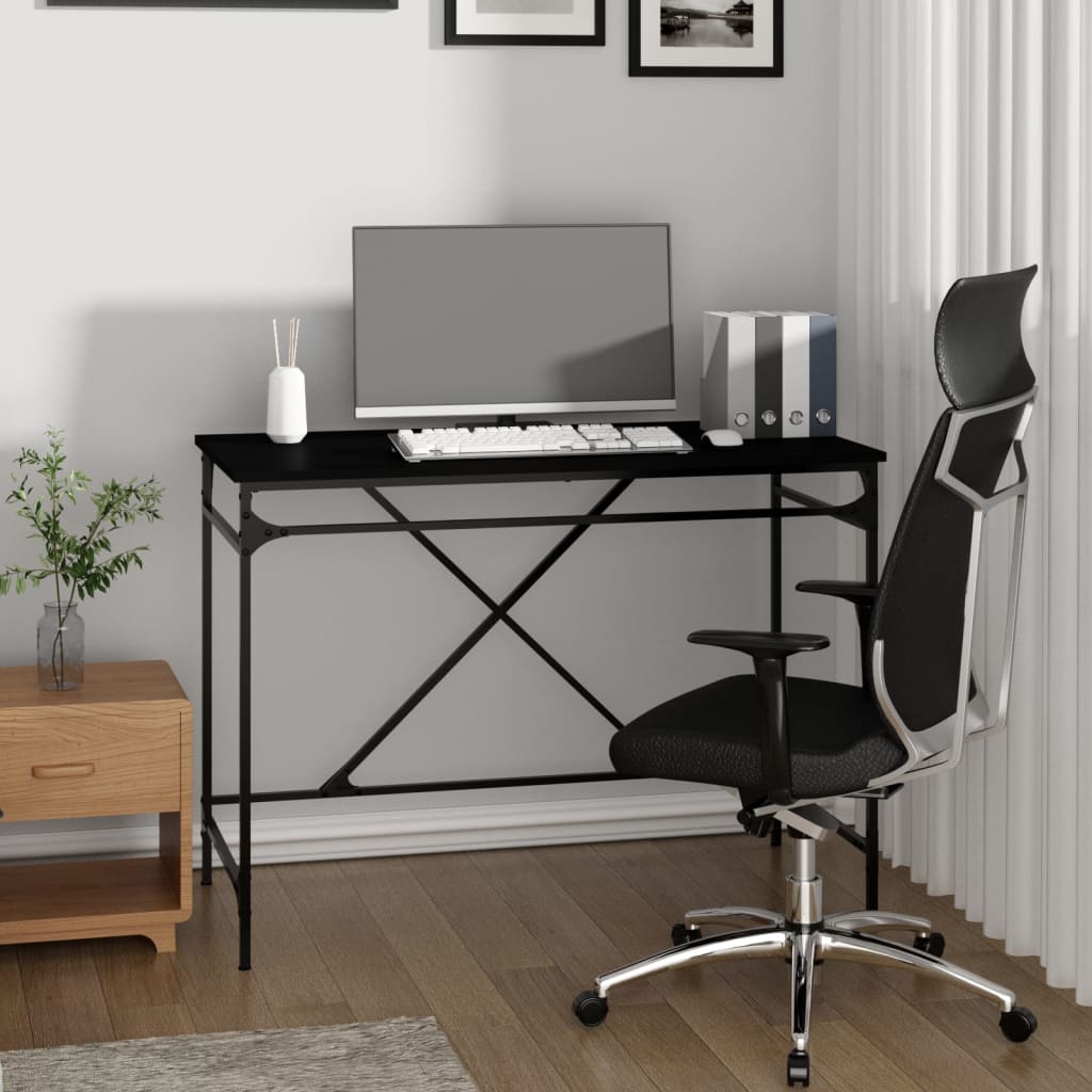 vidaXL Radni stol crni 100 x 50 x 75 cm konstruirano drvo i željezo - cover