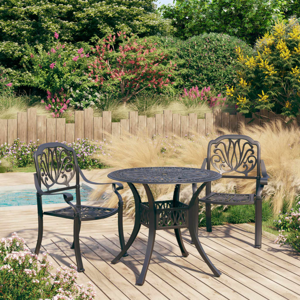 vidaXL 3-dijelni bistro set od lijevanog aluminija crni - cover