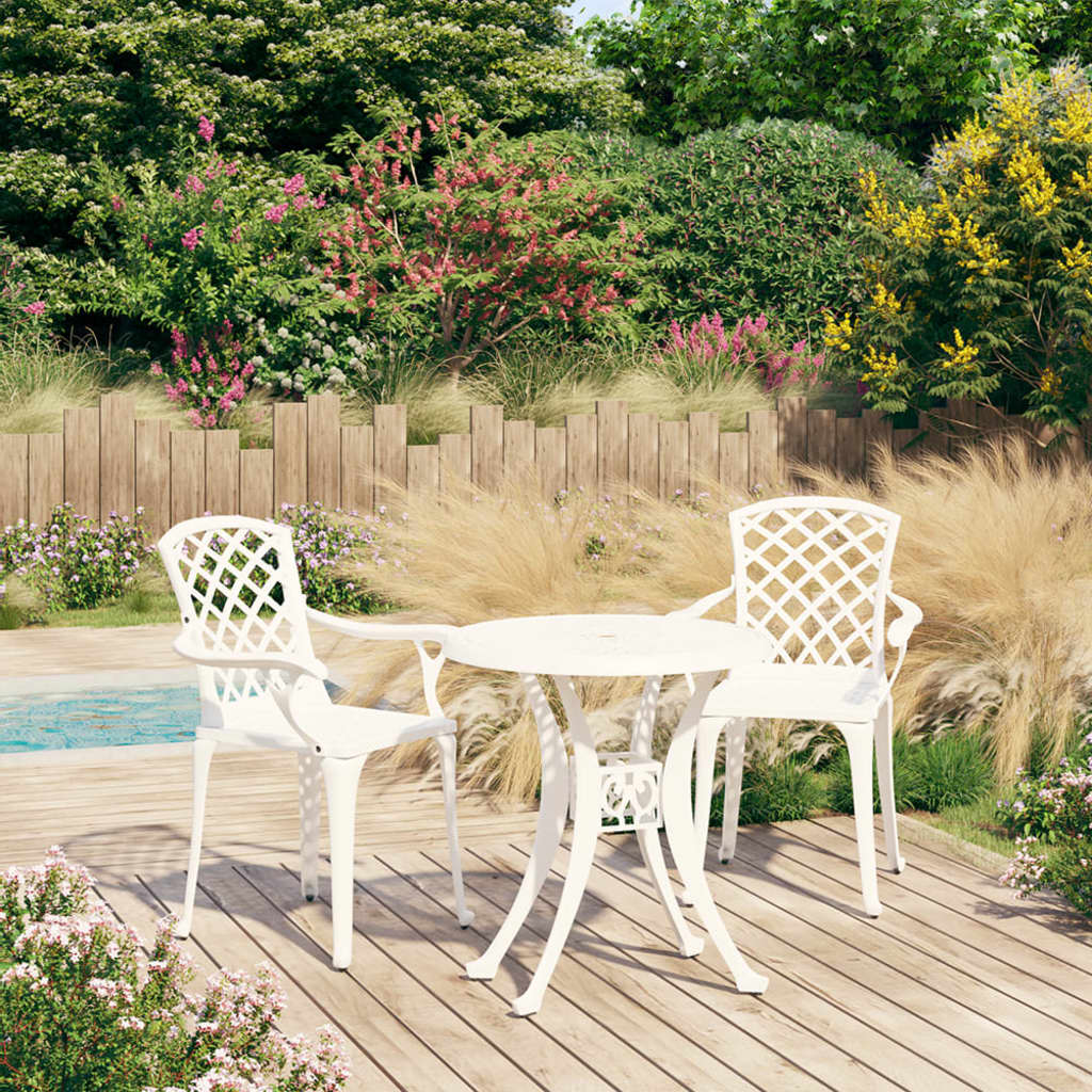 vidaXL 3-dijelni bistro set od lijevanog aluminija bijeli - cover