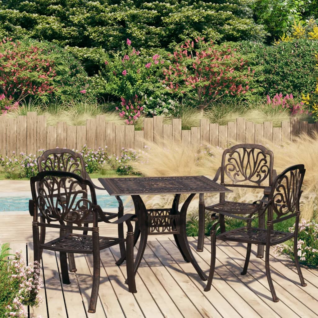 vidaXL 5-dijelni bistro set od lijevanog aluminija brončani - cover