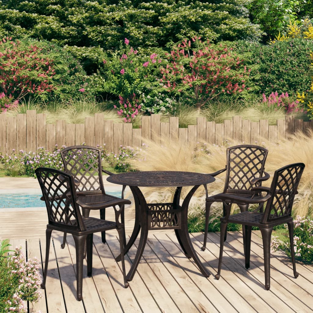 vidaXL 5-dijelni bistro set od lijevanog aluminija brončani - cover