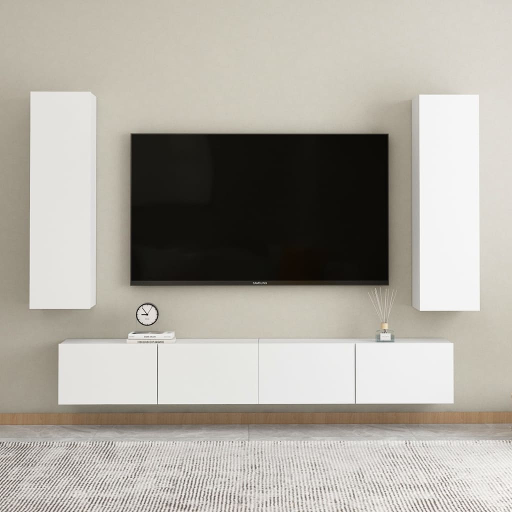 vidaXL 4-dijelni set TV ormarića bijeli od konstruiranog drva - cover