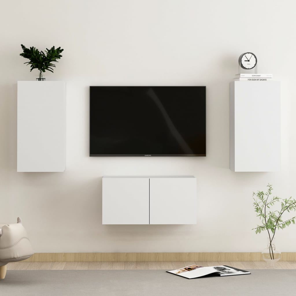 vidaXL 3-dijelni set TV ormarića bijeli od konstruiranog drva - cover