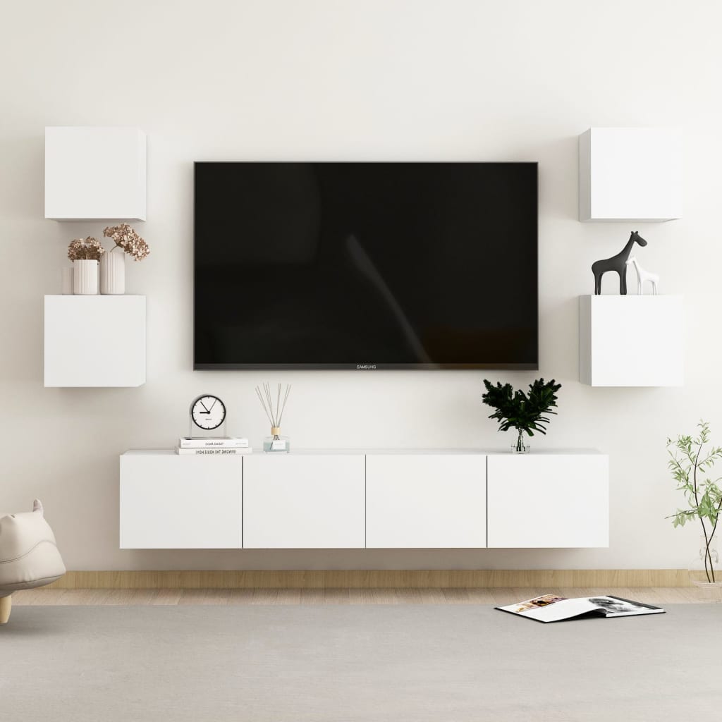vidaXL 6-dijelni set TV ormarića bijeli od konstruiranog drva - cover