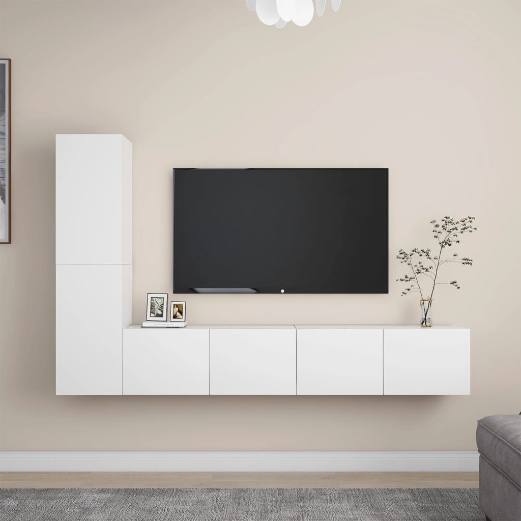 vidaXL 4-dijelni set TV ormarića bijeli od konstruiranog drva - cover