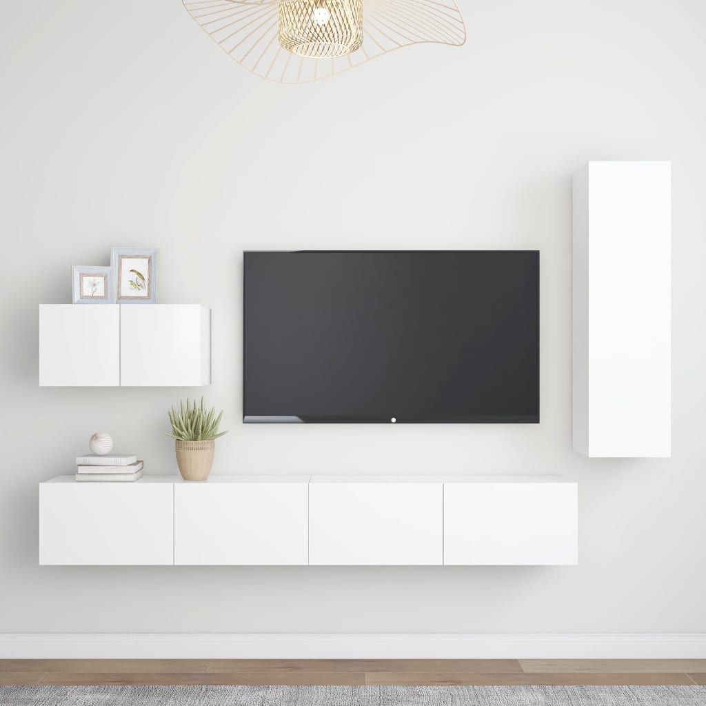 vidaXL 4-dijelni set TV ormarića bijeli od konstruiranog drva - cover