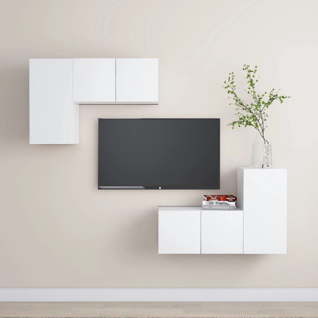 vidaXL 4-dijelni set TV ormarića bijeli od konstruiranog drva - cover