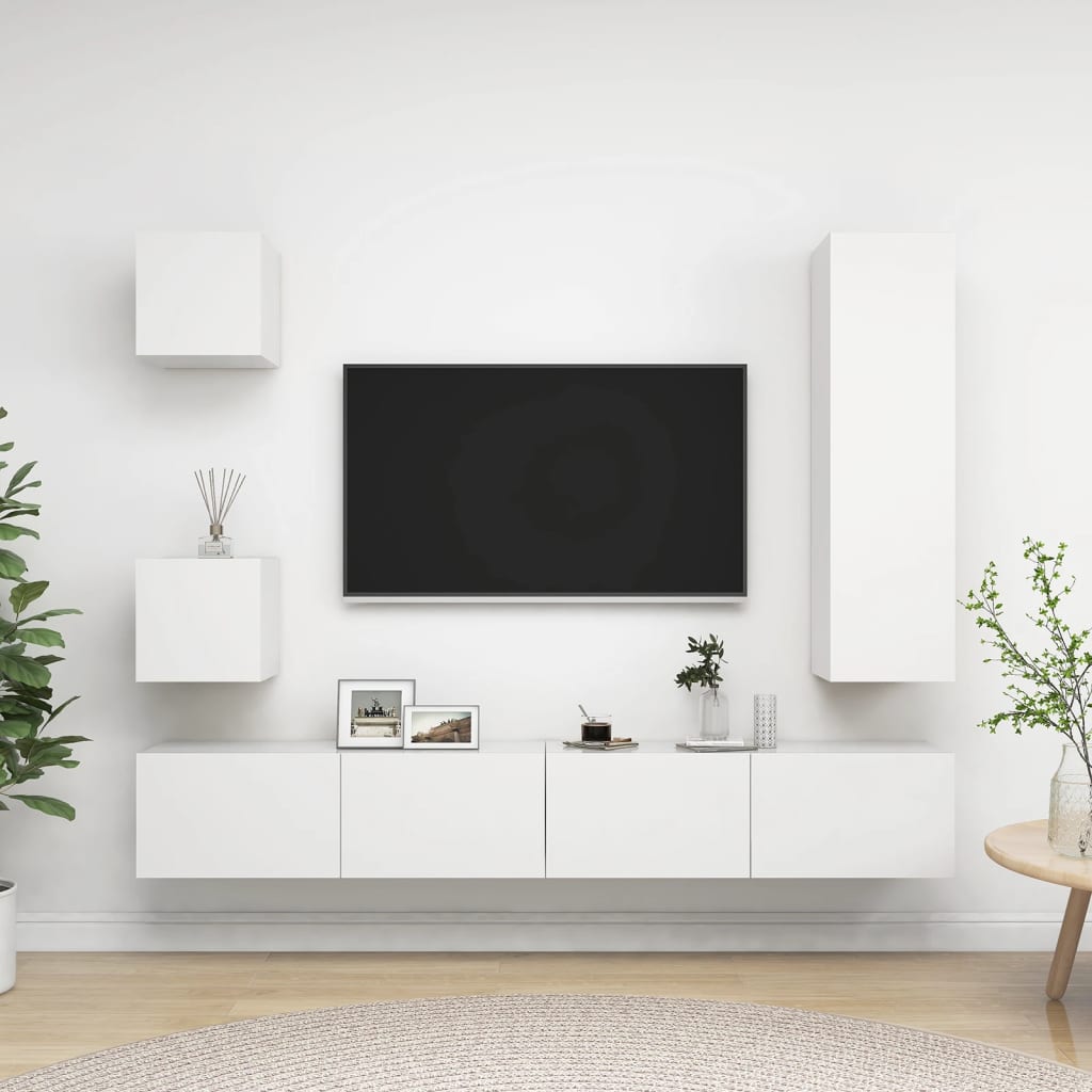 vidaXL 5-dijelni set TV ormarića bijeli od konstruiranog drva - cover