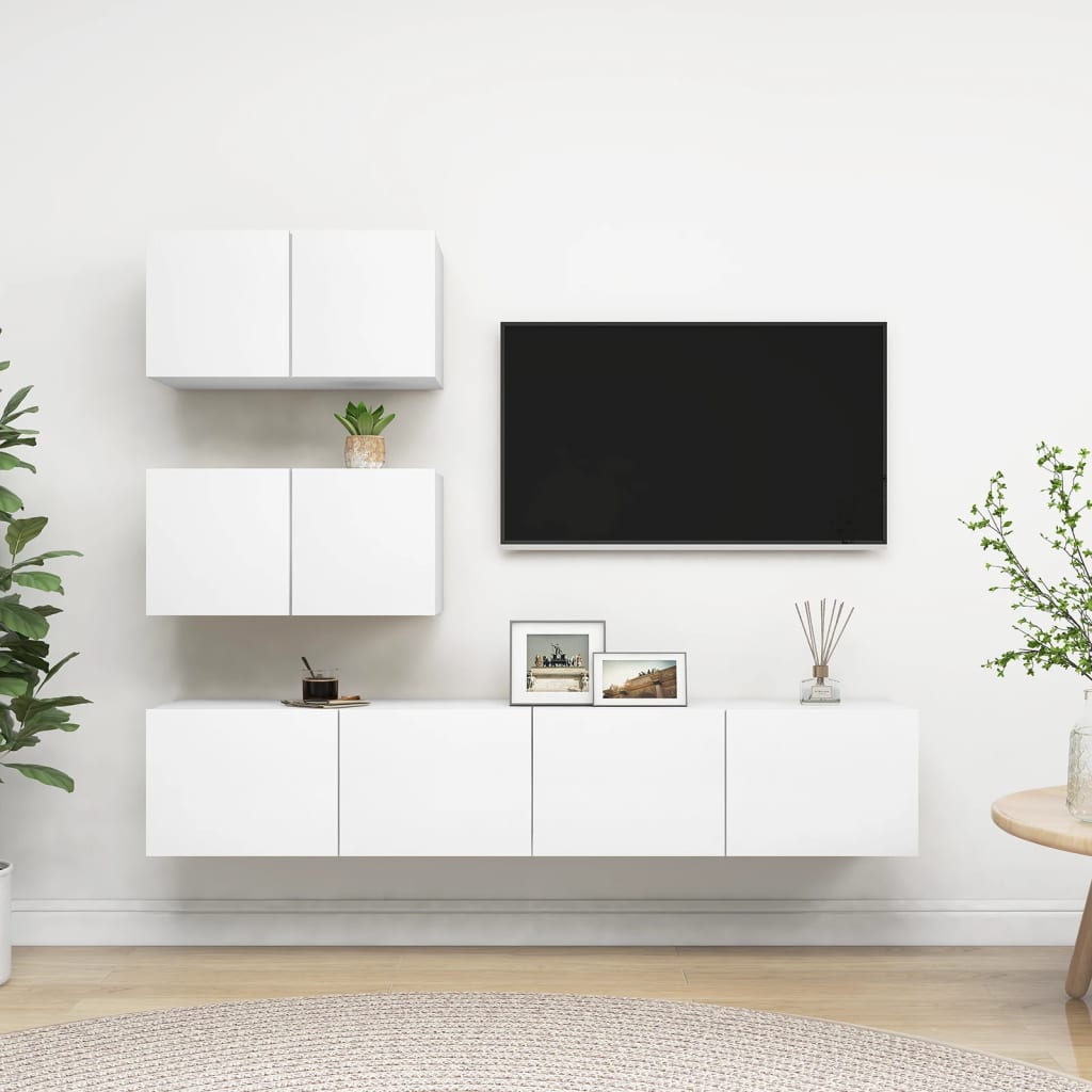 vidaXL 4-dijelni set TV ormarića bijeli od konstruiranog drva - cover