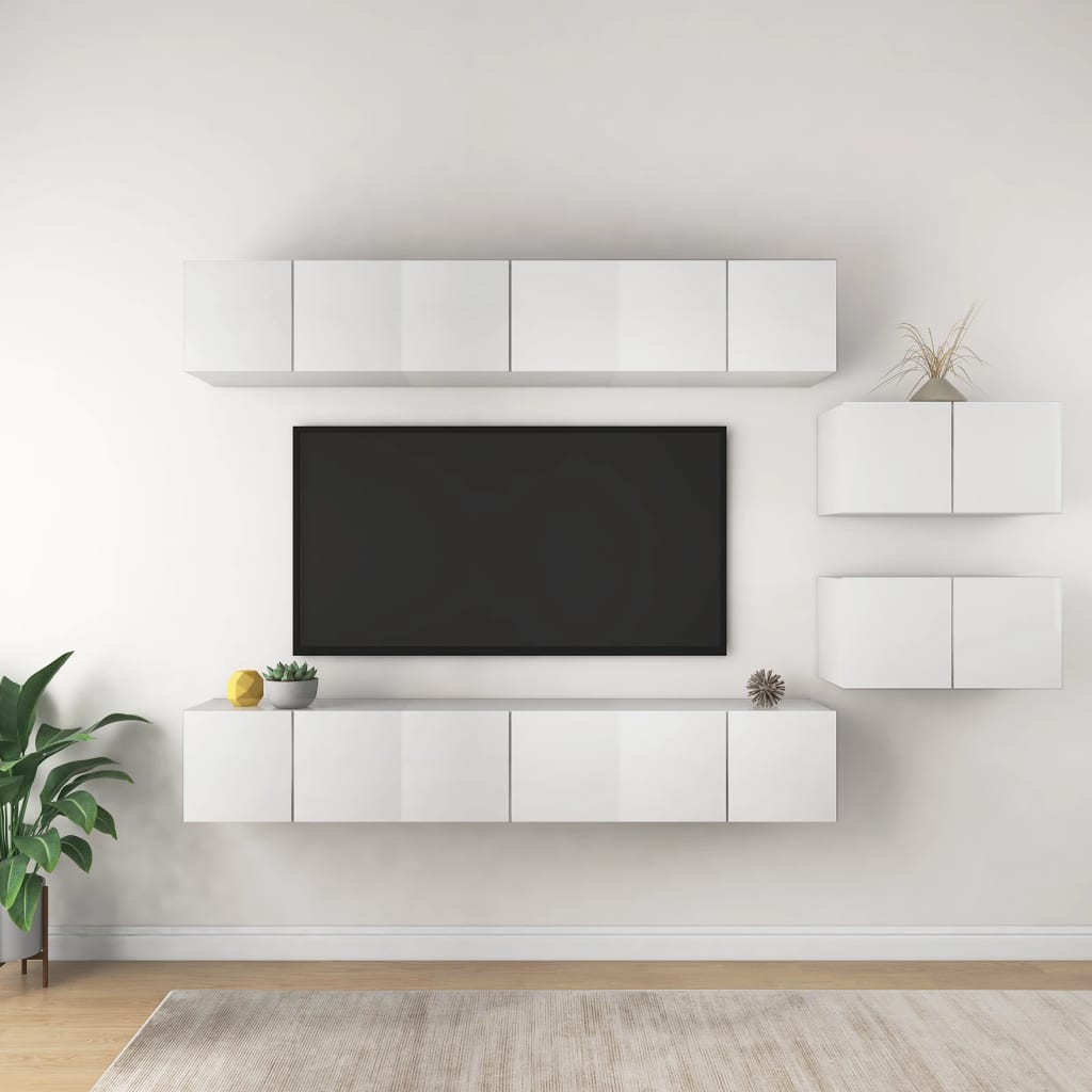 vidaXL TV ormarići 8 kom bijeli od konstruiranog drva - cover