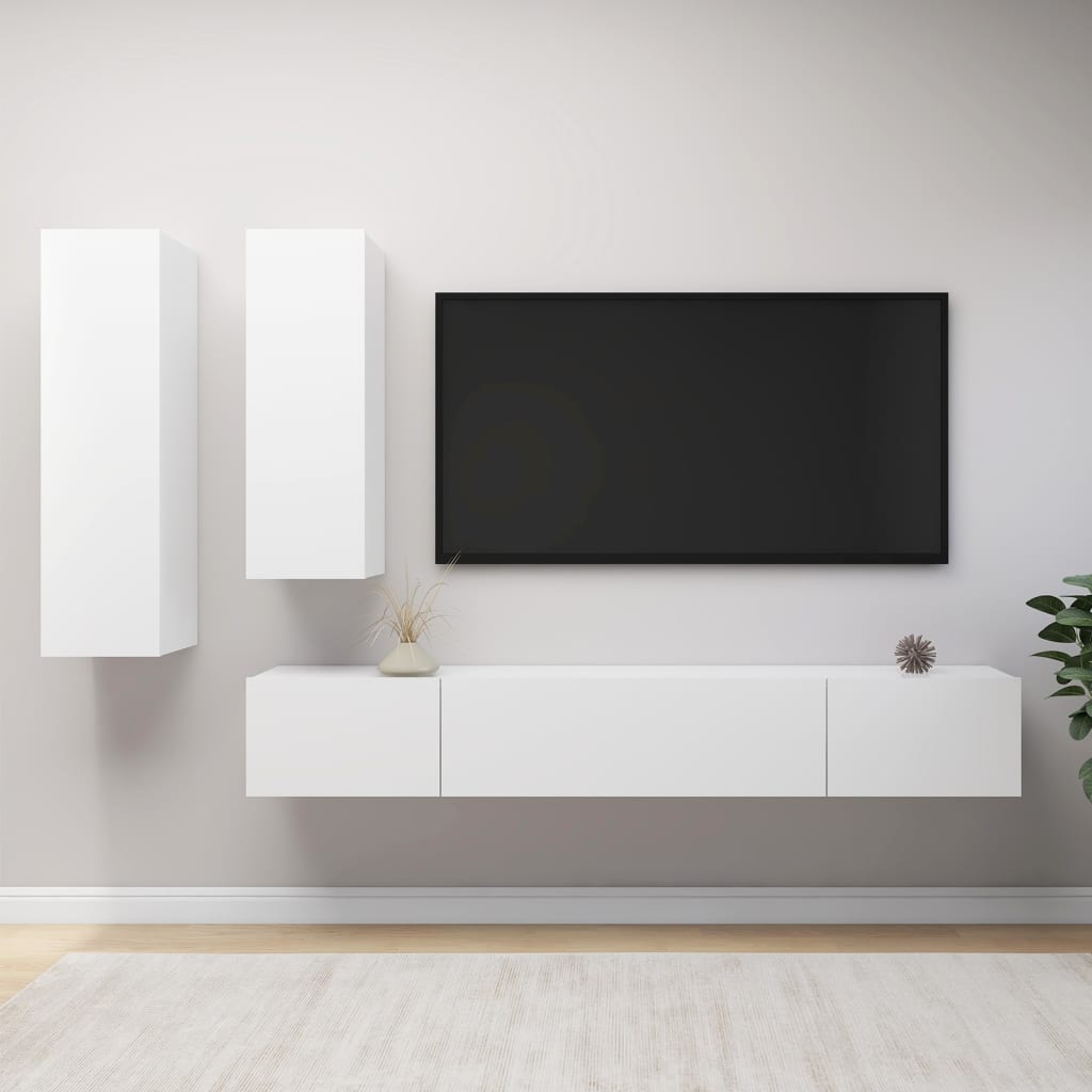 vidaXL 4-dijelni set TV ormarića bijeli od konstruiranog drva - cover