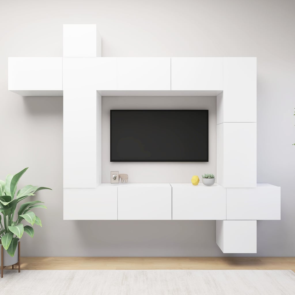 vidaXL 9-dijelni set TV ormarića bijeli od konstruiranog drva - cover
