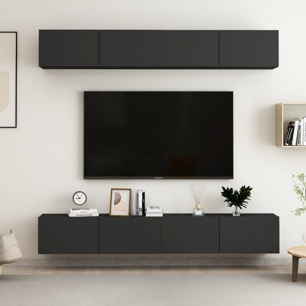 vidaXL TV ormarići 4 kom crni 100 x 30 x 30 cm od konstruiranog drva - cover