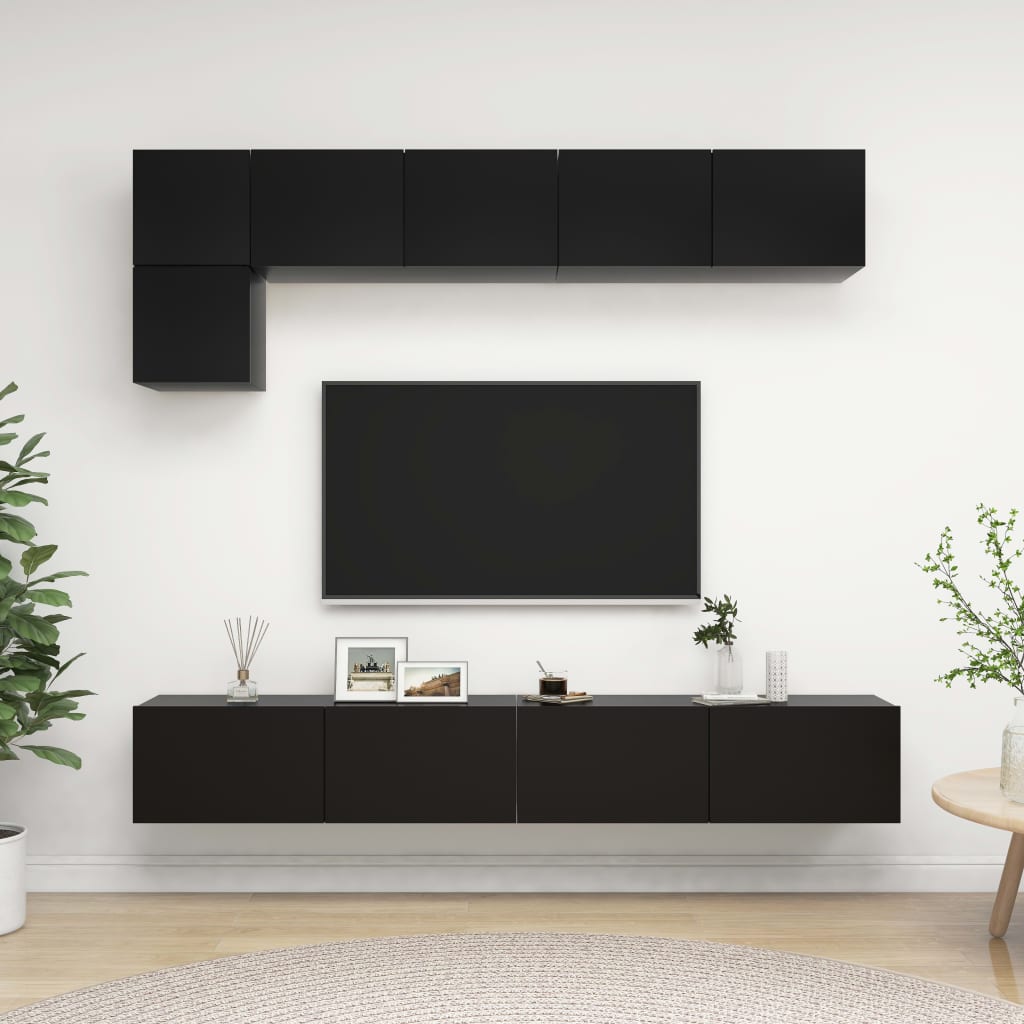 vidaXL 5-dijelni set TV ormarića crni od konstruiranog drva - cover