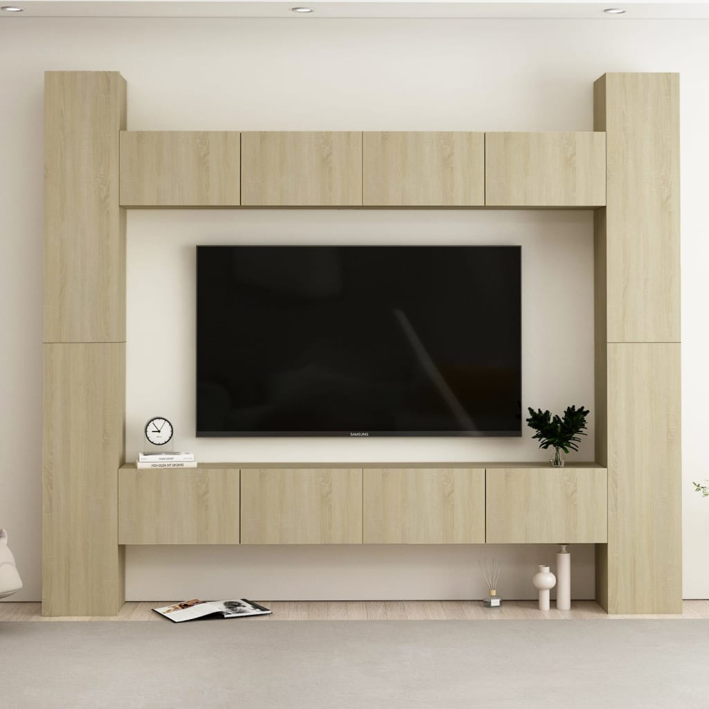 vidaXL 8-dijelni set TV ormarića boja hrasta sonome konstruirano drvo - cover
