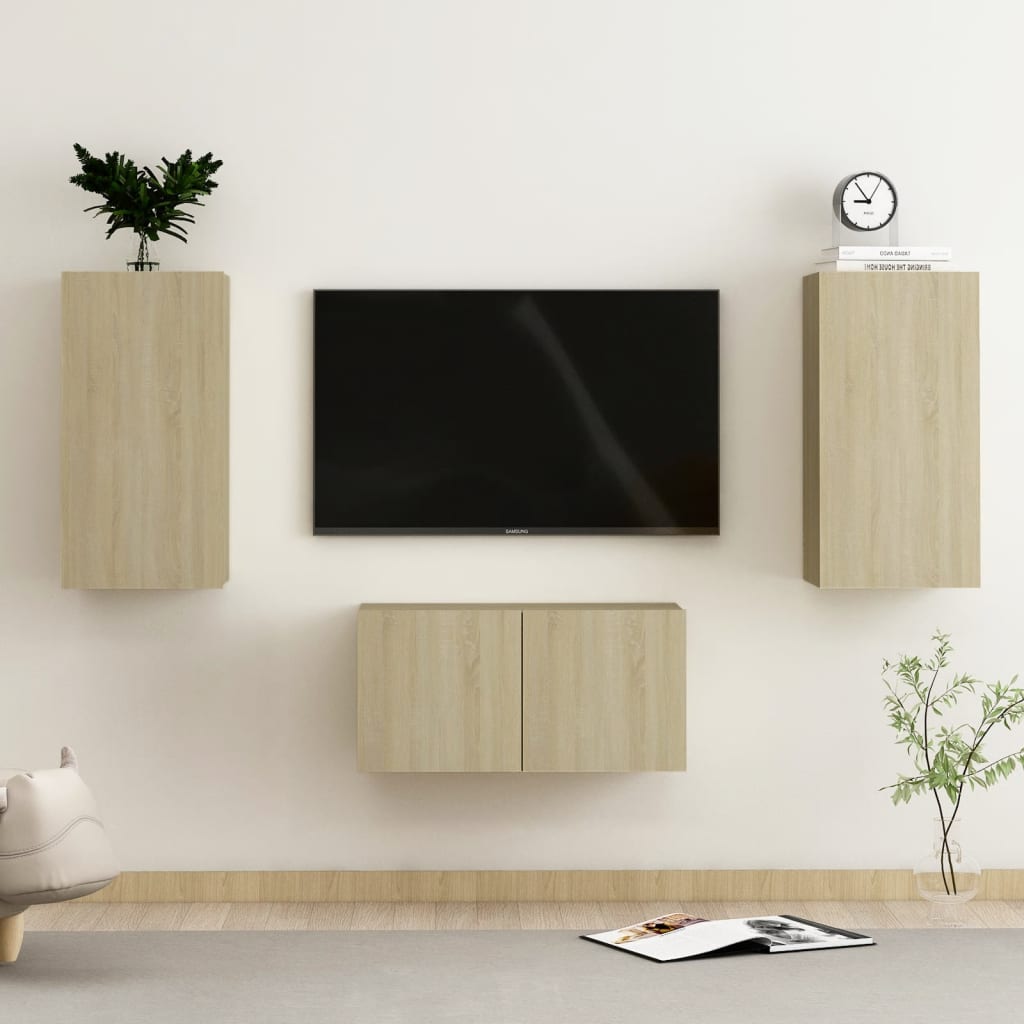 vidaXL 3-dijelni set TV ormarića boja hrasta sonome konstruirano drvo - cover