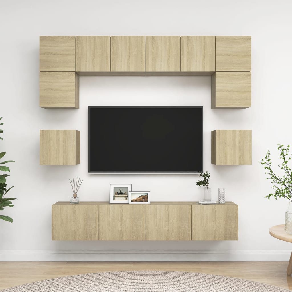 vidaXL 8-dijelni set TV ormarića boja hrasta sonome konstruirano drvo - cover