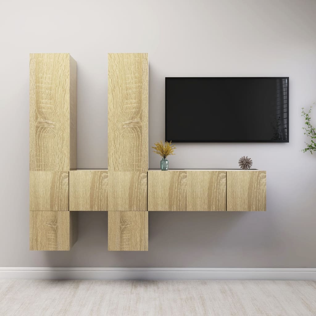 vidaXL 7-dijelni set TV ormarića boja hrasta sonome konstruirano drvo - cover