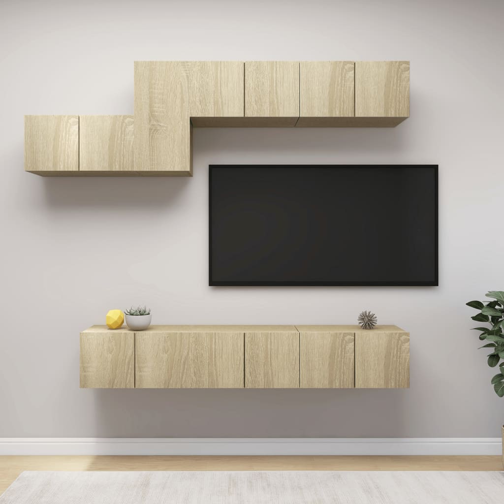 vidaXL 7-dijelni set TV ormarića boja hrasta sonome konstruirano drvo - cover