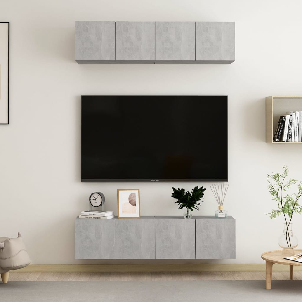 vidaXL TV ormarići 4 kom boja betona 60 x 30 x 30 cm konstruirano drvo - cover