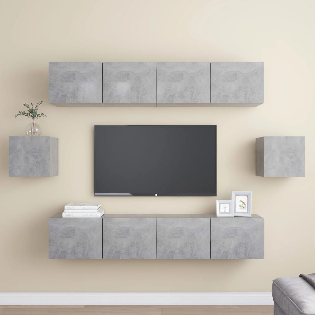 vidaXL 6-dijelni set TV ormarića siva boja betona konstruirano drvo - cover