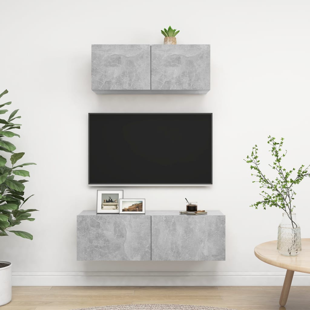 vidaXL 2-dijelni set TV ormarića siva boja betona konstruirano drvo - cover